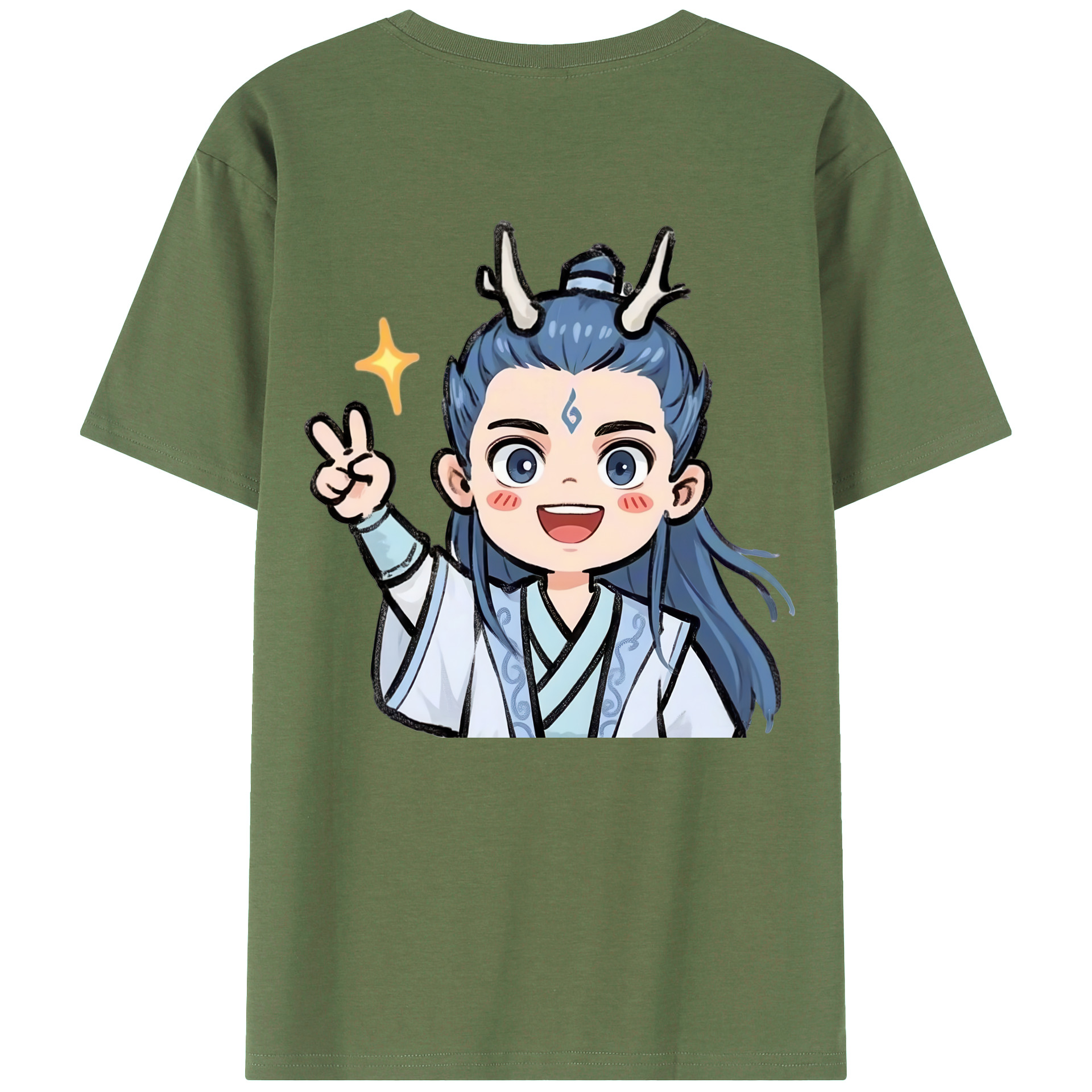 （画像用） Ne Zha 2 ナタ 魔童の大暴れ 綿100％ メンズ半袖Tシャツ（バックプリント） 通気性
